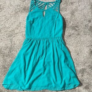 Sequin Hearts Blue Halter Sundress for Cocktail